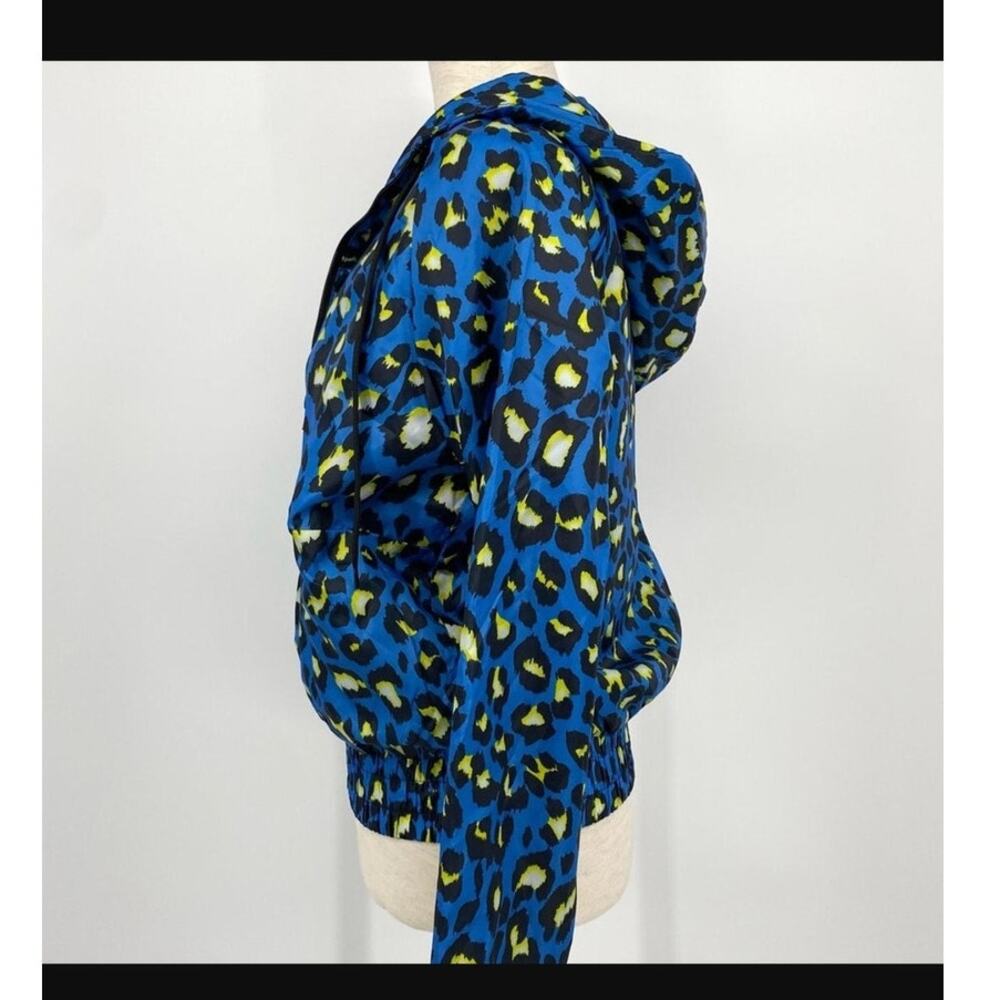Say What?  Blue Yellow Leopard Jacket windbreaker Small Travel Packable NEW